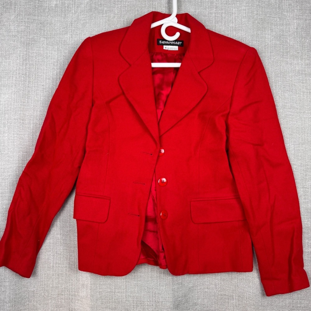 Savannah – Size 4 Red Jacket 100% Wool